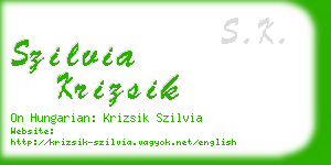 szilvia krizsik business card